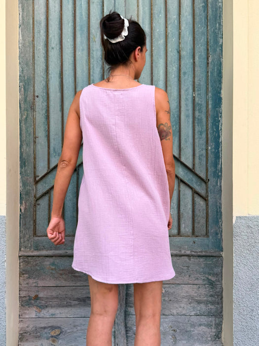 Abito Emilia in mussola rosa malva