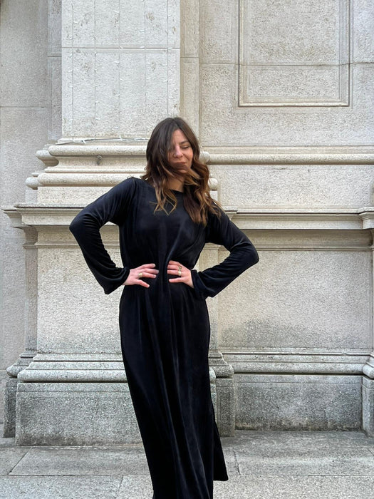 Abito Cristiana lungo in velluto nero