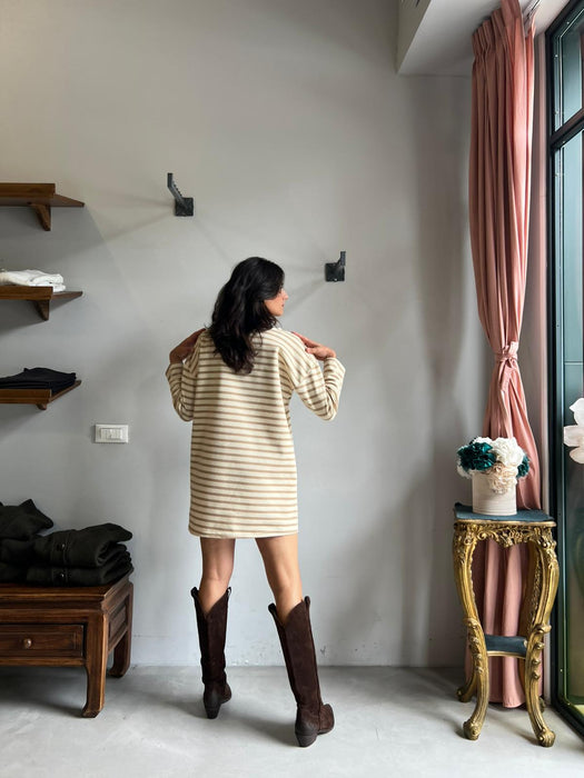 Abito Deborah a righe panna e beige