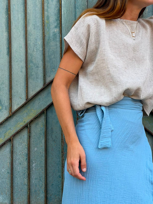Gonna Matilda in mussola azzurra