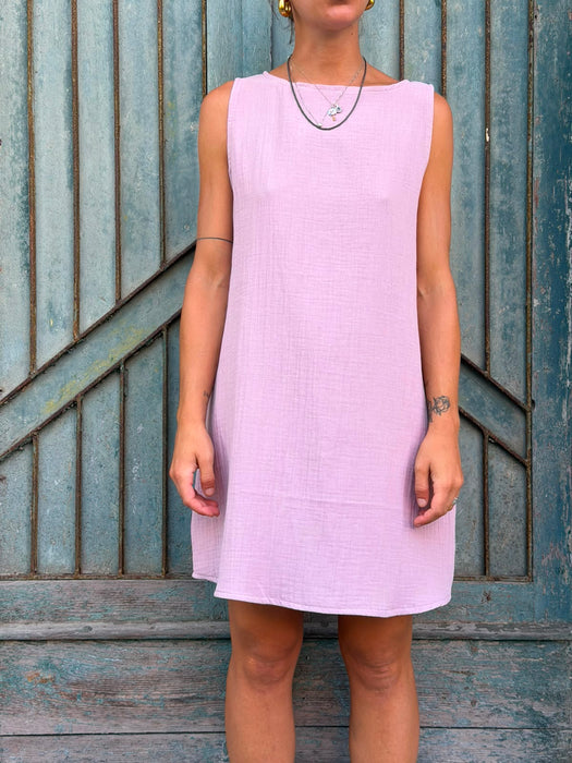 Abito Emilia in mussola rosa malva