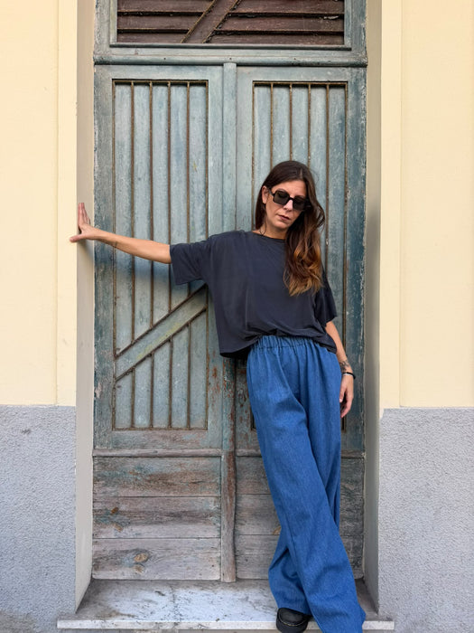 T-shirt Scatoletta in cupro nero/antracite