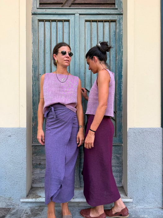 Top Emilia in lino rosa ciliegia