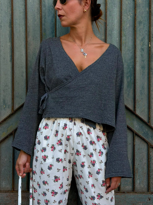Scaldacuore Vittoria in maglia di cotone grigio mélange