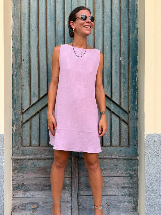 Abito Emilia in mussola rosa malva