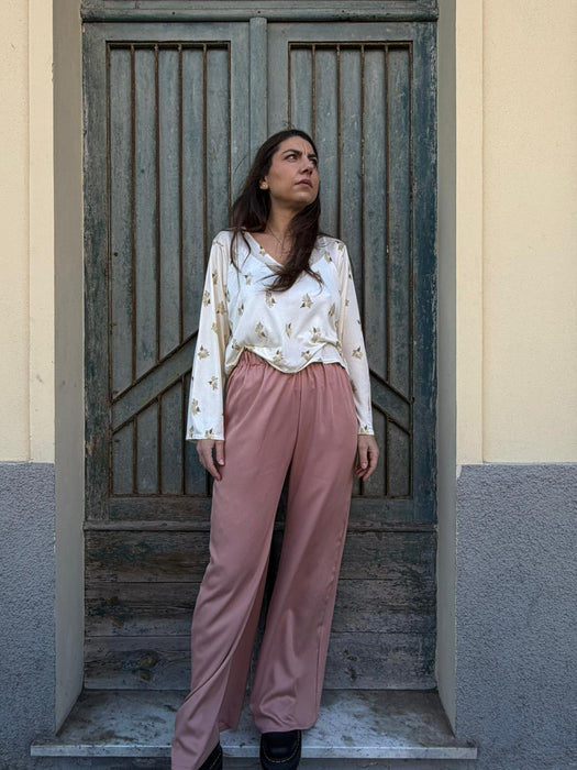Pantaloni Mia in viscosa rosa antico