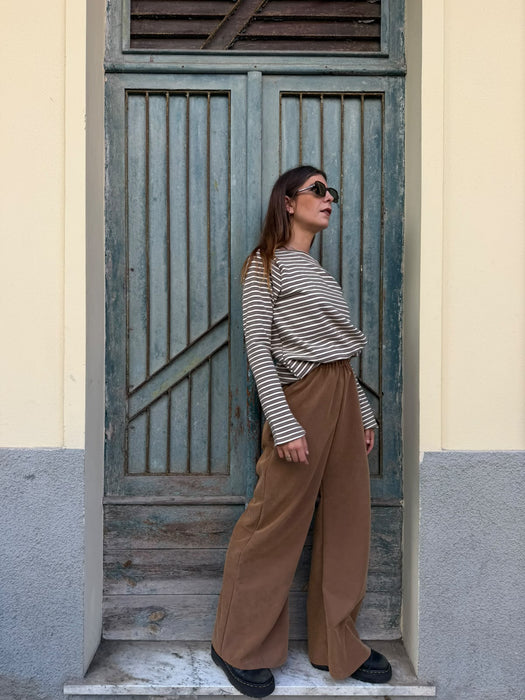 Pantaloni Mia in cupro cammello