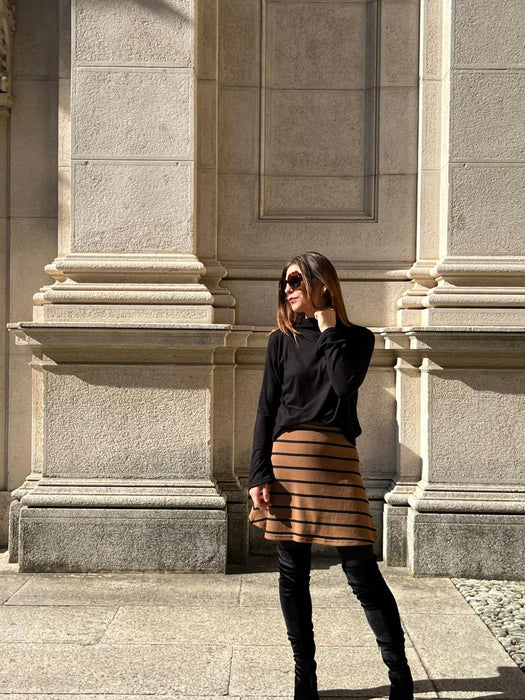 Gonna Costanzina color biscotto a righe nere