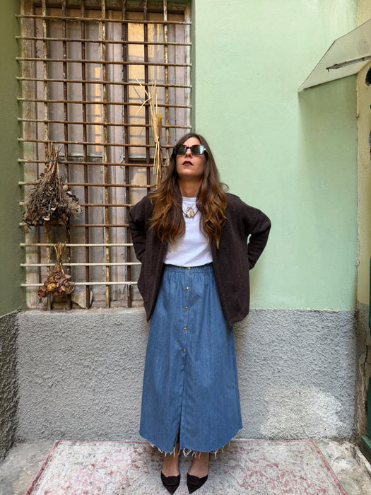 Gonna Eva midi in jeans chiaro