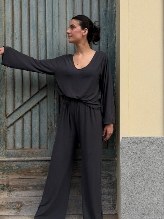 Pantaloni Mia in jersey antracite