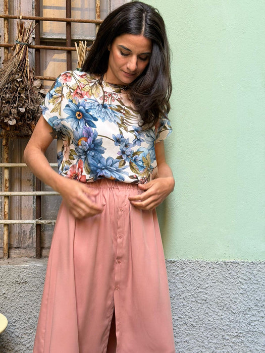 T-shirt Scatoletta in viscosa a fiori