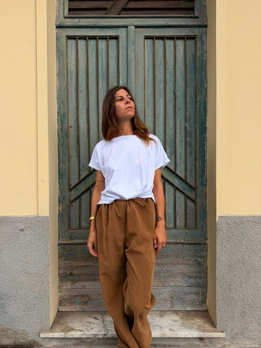 Pantaloni Luigi in cupro cammello