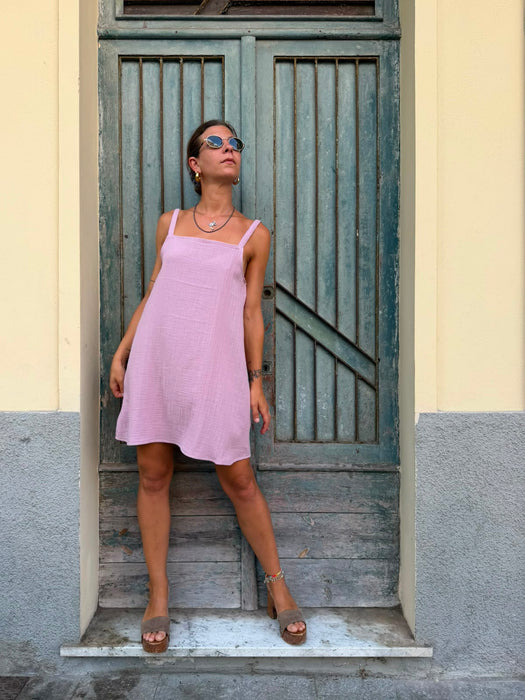 Abito Filomena in mussola rosa malva
