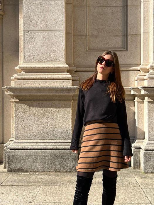 Gonna Costanzina color biscotto a righe nere