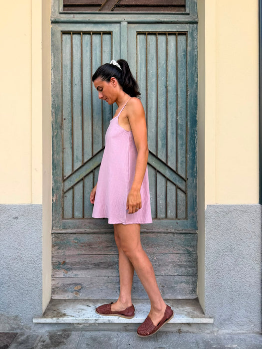 Abito Filomena in mussola rosa malva