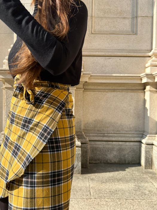 Gonna Matilda corta in lana tartan gialla