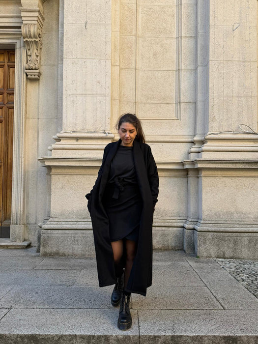 Gonna Matilda corta in panno di lana nero