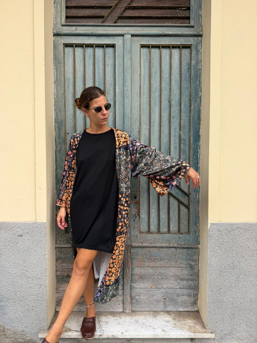 Kimono in velluto in fantasia a fiori