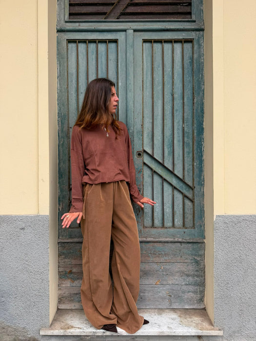 Pantaloni Luigi in cupro cammello