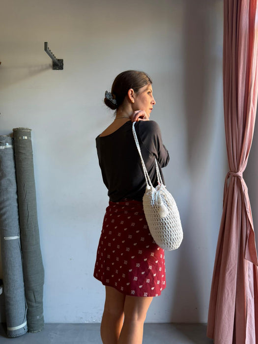 Borsa all’uncinetto in cotone bianco