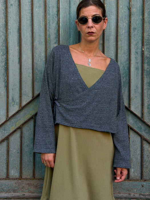 Scaldacuore Vittoria in maglia di cotone grigio mélange