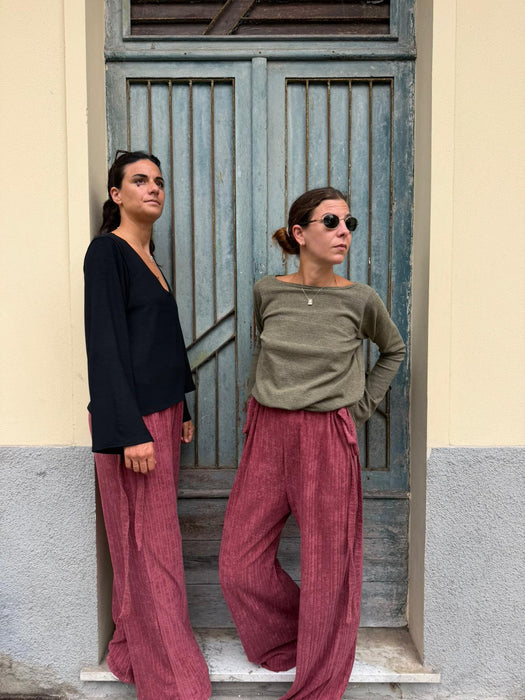 Pantaloni Luigi in spugna color lampone