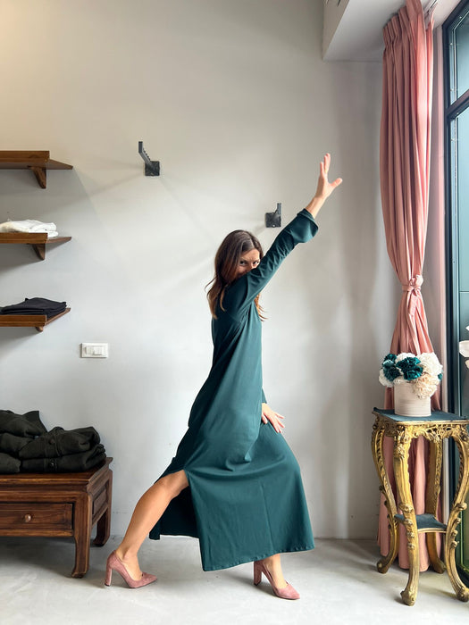 Abito Cristiana lungo verde bottiglia