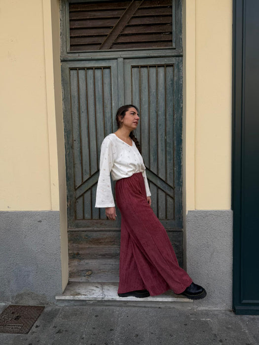 Pantaloni Corrado in spugna color lampone