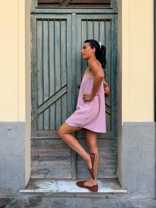 Abito Filomena in mussola rosa malva