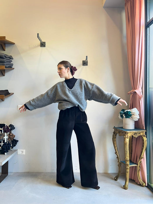 Maglione Amedeo in lana boucle grigio scuro