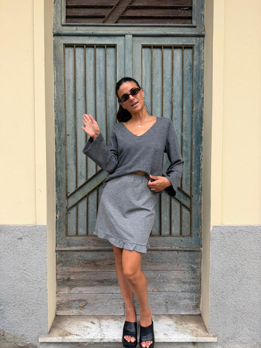 Maglioncino Frida in maglina grigio mélange