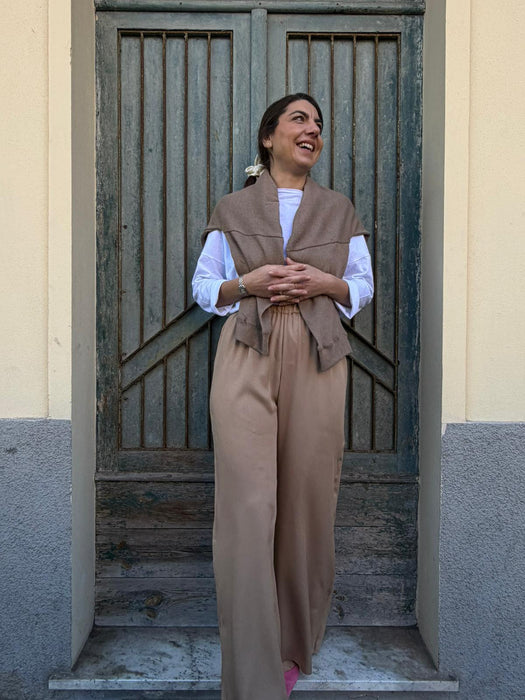 Pantaloni Mia in viscosa color caffellatte