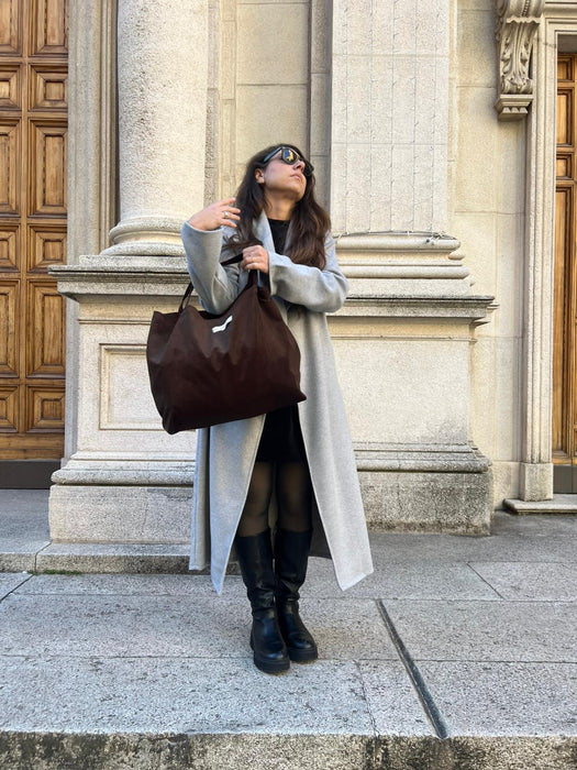 Borsa in velluto marrone