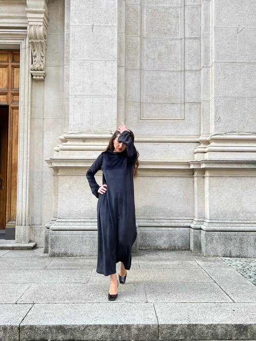 Abito Cristiana lungo in velluto nero