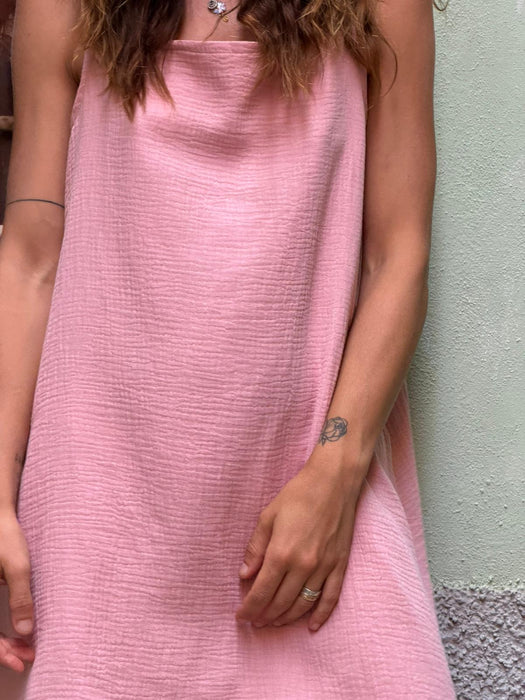 Abito Filomena in mussola rosa