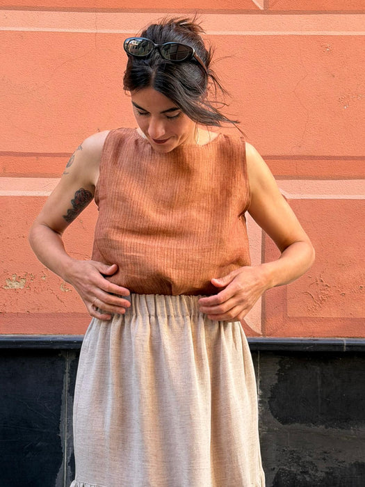 Top Emilia in lino color terracotta