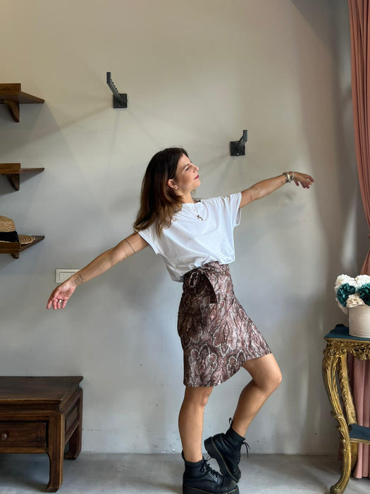 Gonna Matilda corta in fantasia damascata