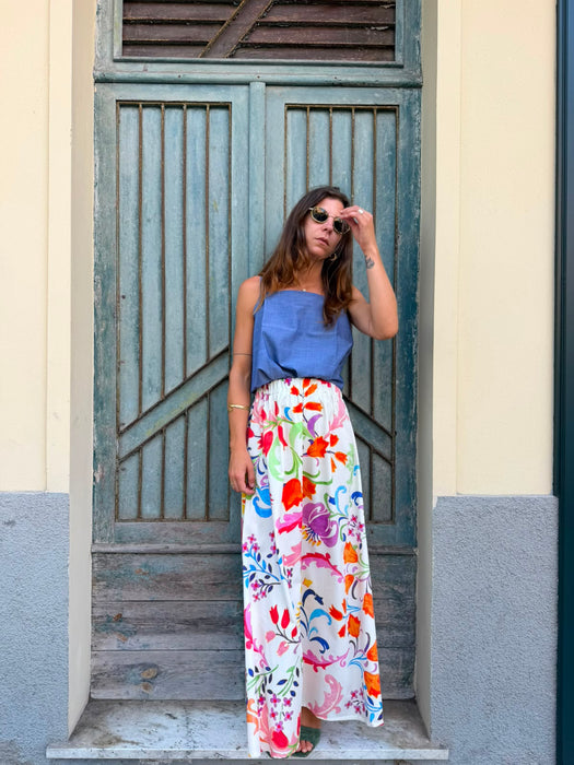 Top Filomena in cotone azzurro