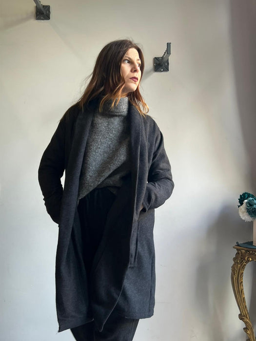 Cardigan Marinella midi grigio antracite