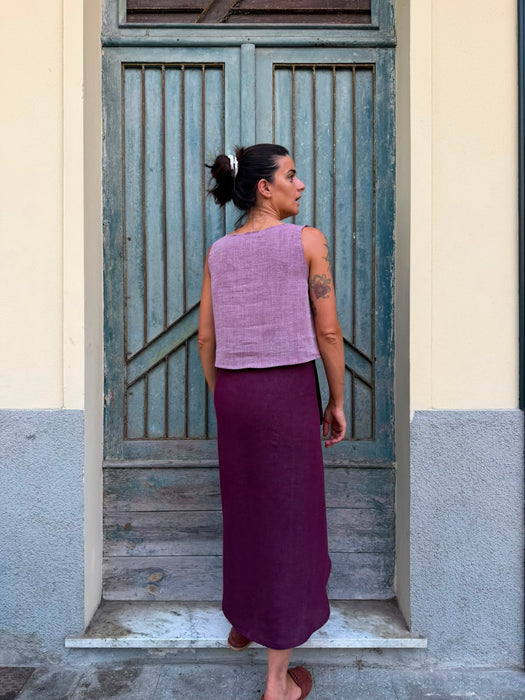 Top Emilia in lino rosa ciliegia