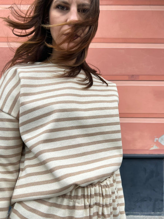 Felpa Deborah a righe panna e beige