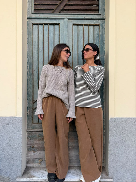 Pantaloni Mia in cupro cammello