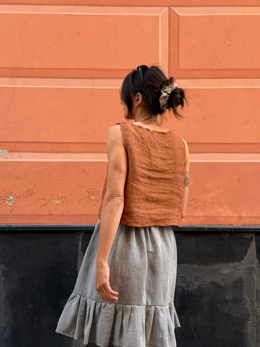 Top Emilia in lino color terracotta