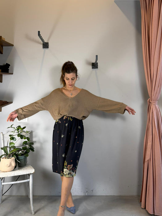 Gonna Beatrice midi nera a fiori