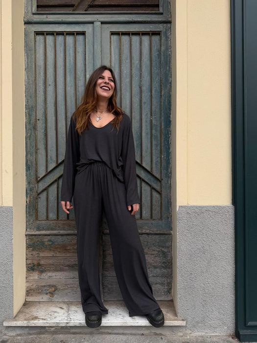 Pantaloni Mia in jersey antracite