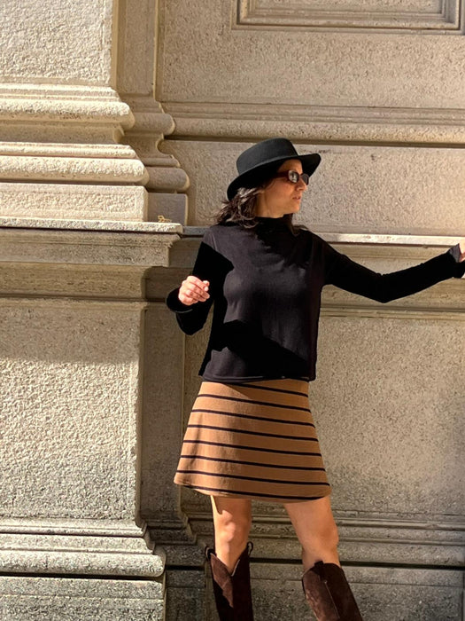 Gonna Costanzina color biscotto a righe nere