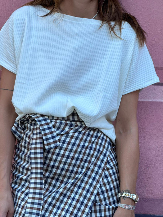 Gonna Matilda lunga a quadretti blu e marrone