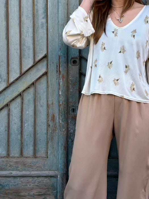 Pantaloni Mia in viscosa color caffellatte