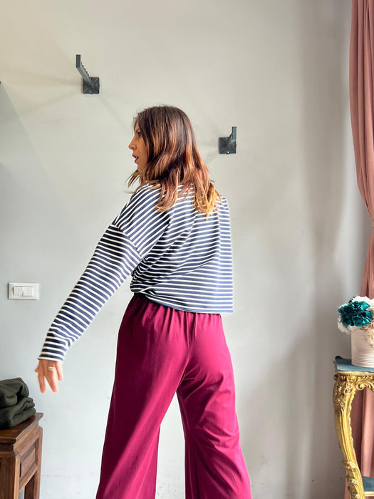 Felpa Deborah a righe bianche e blu