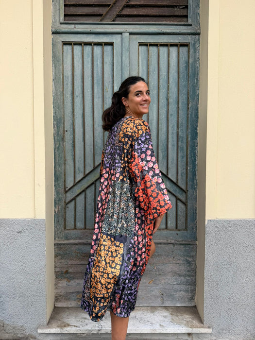 Kimono in velluto in fantasia a fiori